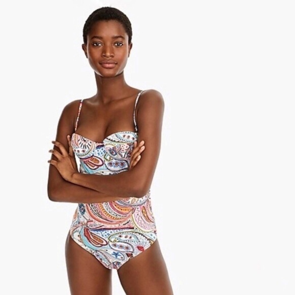 J Crew • One-Piece Swimsuit Ratti Scribble floral paisley underwire colorful